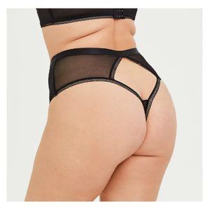 Torrid NWT BLACK MESH HIGH WAISTED THONG CUT OUT BACK